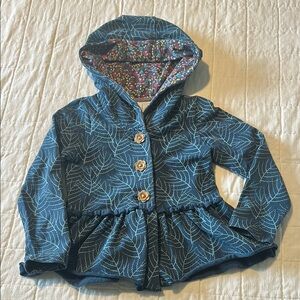 Matilda Jane Blue Leaf Pattern hoodie sz 6